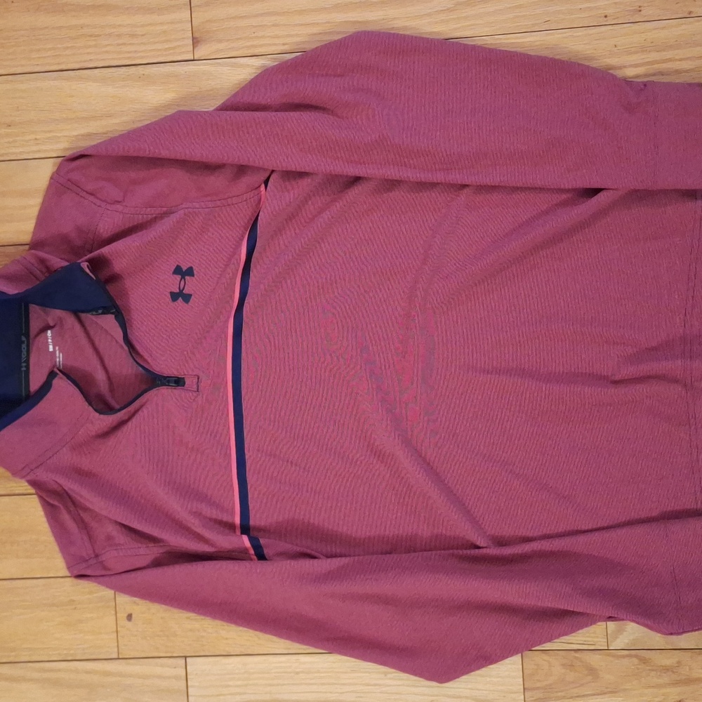 Under Armour Mens Pink and Navy Quarter-Zip Pullover
